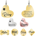 Ultra Joys Dog ID Tag, Custom Dog Tag Personalized Cat Tag, Pet ID Tag, Brushed Stainless Steel Heart Cat Tags Pet Tags Gold Small