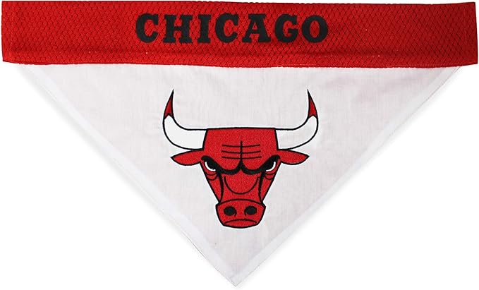 Pets First NBA Dog Bandana - Chicago Bulls Reversible Pet Bandana. 2 Sided Home & Away Sports Bandana with a PREMIUM Embroidery TEAM Logo, Small/Medium
