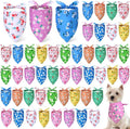 Weewooday 50 Pcs Spring Dog Bandanas Bulk for Dogs Soft Bibs Adjustable Triangle pet Bandana for Small Medium Large Costume(Floral Pattern, 19.7 x 13.8 x 13.8 Inch)