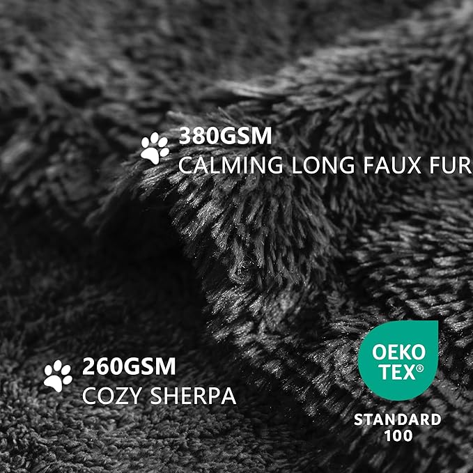 gogobunny Waterproof Dog Blanket for Couch & Furniture Protection - Super Soft Reversible Throw for Large Dogs & Cats, Calming Washable Fur & Sherpa Pet Blanket (33x77 Inch, Black)