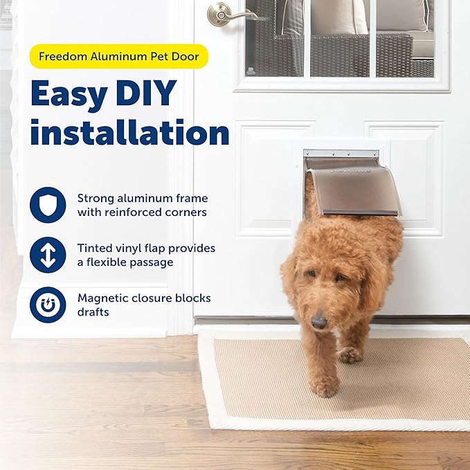 PetSafe Freedom Aluminum Pet Door for Dogs and Cats, Medium, White, Tinted Vinyl Flap