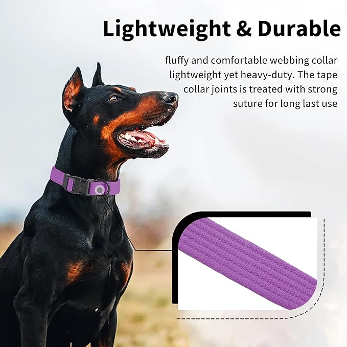lynxking Dog Collar Soft Padded Breathable Cotton Solid Color Strong Adjustable Pet Collar for Little Puppy