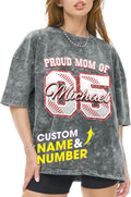 H-DEWALL Custom T Shirts Mineral Wash Tshirt Bootleg Rap Tee Customized Gifts for Boyfriend Birthday Shirts Tops for Women