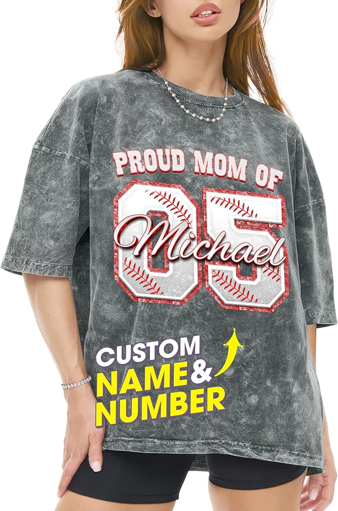 H-DEWALL Custom T Shirts Mineral Wash Tshirt Bootleg Rap Tee Customized Gifts for Boyfriend Birthday Shirts Tops for Women