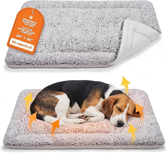 Self Warming Cat Bed, Reversible Warming Cooling Cat Bed, Winter Warm Cats Pad & Summer Cooling Cats Mat, Soft Pet Mat for Kitty & Small Dogs, Perfect for Crates, Kennels, Beds, Sofas, Gray, 24"x36"