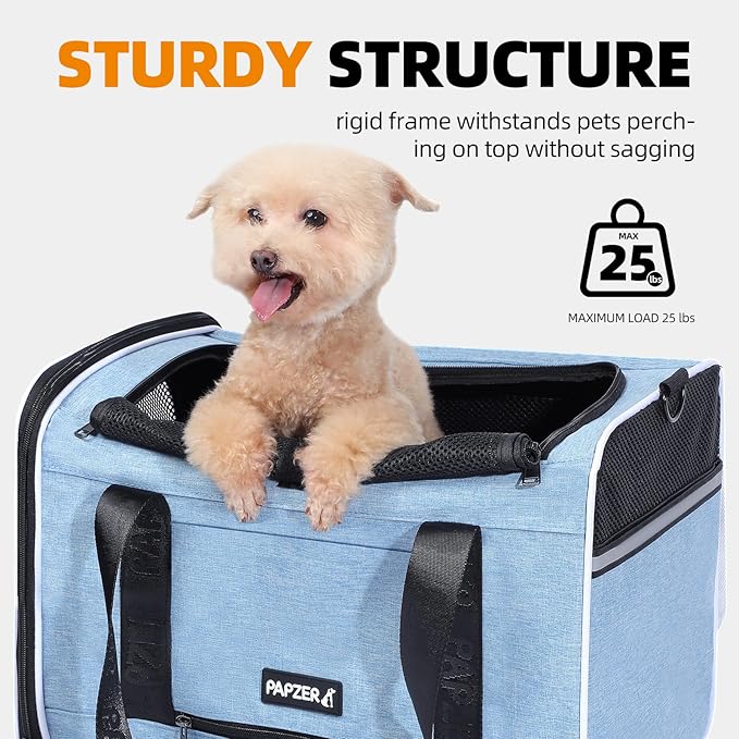 Top Loading Medium Cat Carrier with Privacy Curtain, Soft-Sided Small Pet Travel Crate Vet Approved, Little Puppy Dog Kennel Bag Suitcase Luggage Sleeve, 18x11x11 Inch Blue