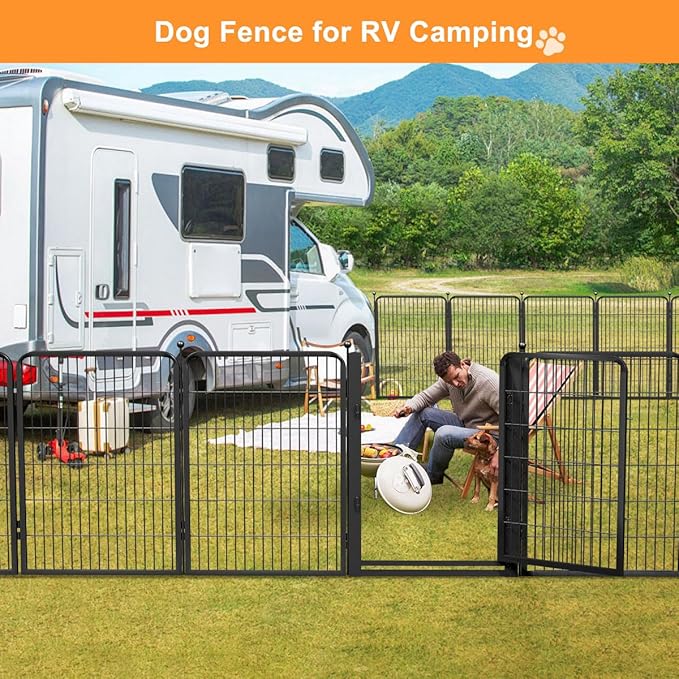 Dog Fence Indoor Pens Outside,Portable Outdoor Dog Playpen 40" H 10 Panels Pet Play Pen Exercise Pens for Puppys Small Medium Large Dogs RV Camping Yard Garden Wide Gate