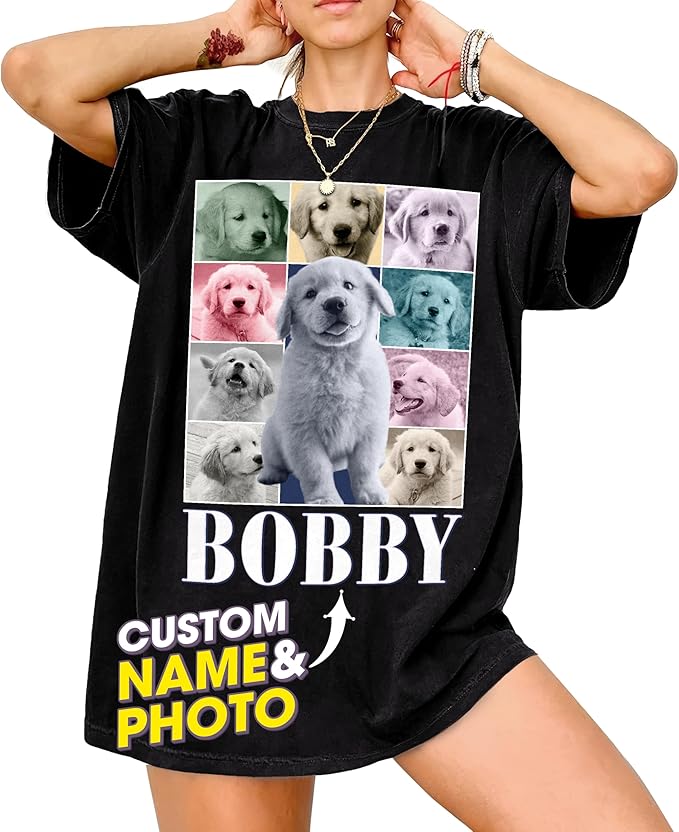 Mit & Mia Custom Your Own Bootleg Rap Shirts for Boyfriend Girlfriend Face Shirt with Photo Gift for Him Her Pet Lovers