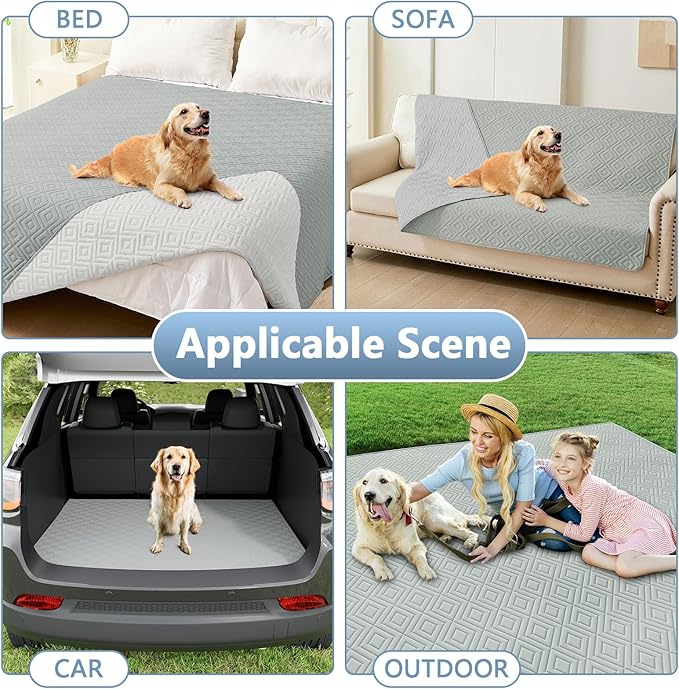 hyha Waterproof Dog Blanket, Soft Pet Bed Blankets, Waterproof Sofa Couch Cover for Dogs Washable, Reversible Pet Couch Covers for Sofa Furniture (40x50 Inch, Grey/Light Grey)