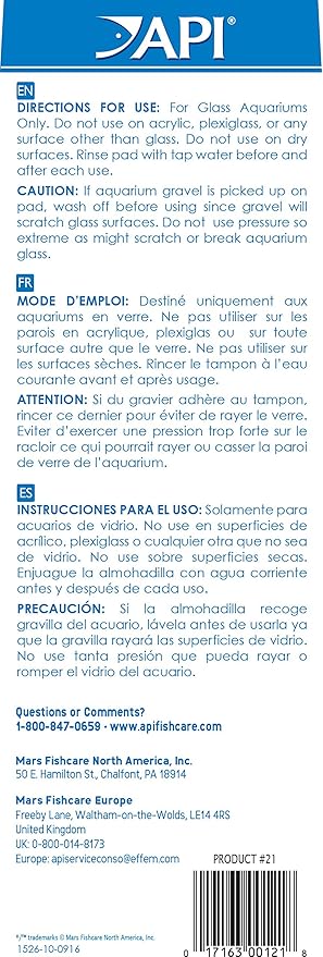 API ALGAE SCRAPER For Glass Aquariums 1-Count Container