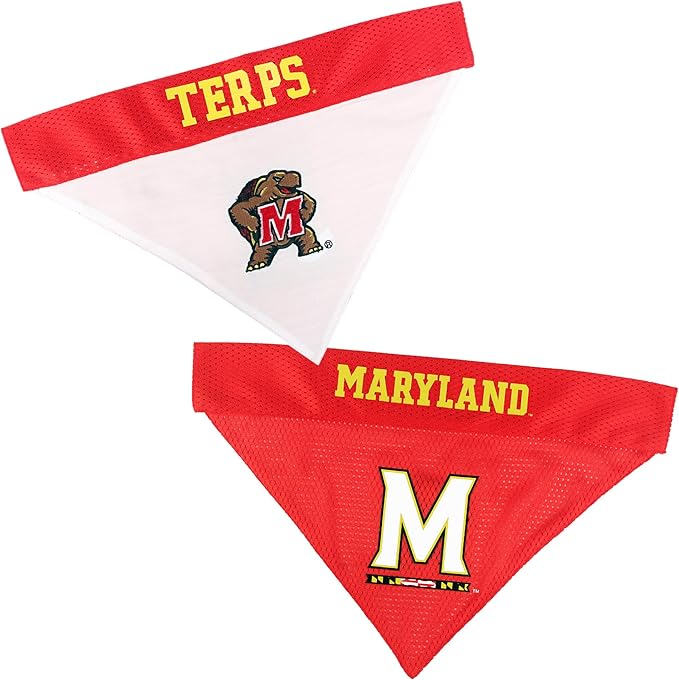 Pets First Collegiate Pet Accessories, Reversible Bandana, Maryland Terrapins, Small/Medium
