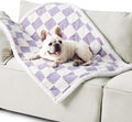 LE SURE Waterproof Dog Blanket for Medium Dogs - Washable Double Sided Dog Blankets with Warm Jacquard Shag and Soft Sherpa Fleece, Pet Cat Blanket for Couch Protection, 3D Textured Checks, Purple