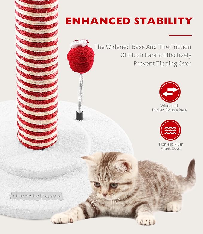 Christmas Cat Scratching Post,Christmas Cat Scratcher for Indoor Cats,Xmas Cat Tree Tower Activity Cat Play Center with Santa Danging Sock Toys and Gift Box