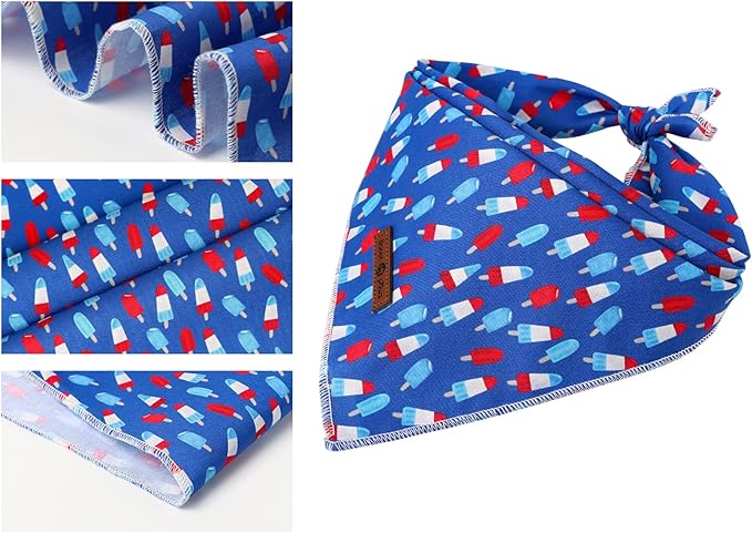 lionet paws Patriotic 4th of July Dog Bandana Summer Popsicle for Small Medium Large Dogs, Cat Dog Kerchief Triangle Bibs Scarf for Male Female