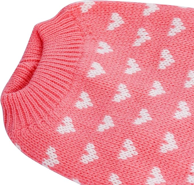 Dxhycc Dog Knitted Sweater Dog Heart Sweater Puppy Sweater Warm Soft Pet Holiday Clothes for Large Cats and Dogs (Pink, L)