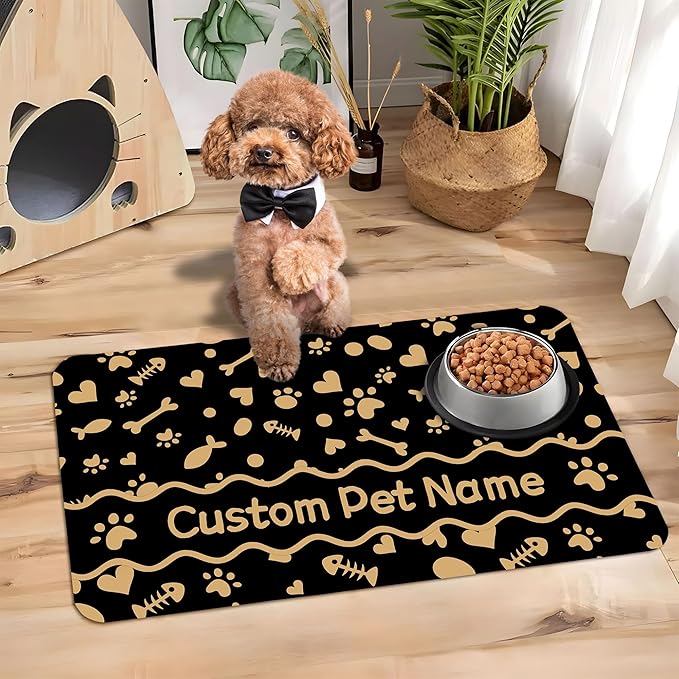 Personalized Dog Cat Mat with Name Photo Custom Placemat Feeding Mats for Food and Water Customized Non-Slip Waterproof Doormat for Bowls Outdoor Indoor Floors Customized Mat Gifts for Pet Owner