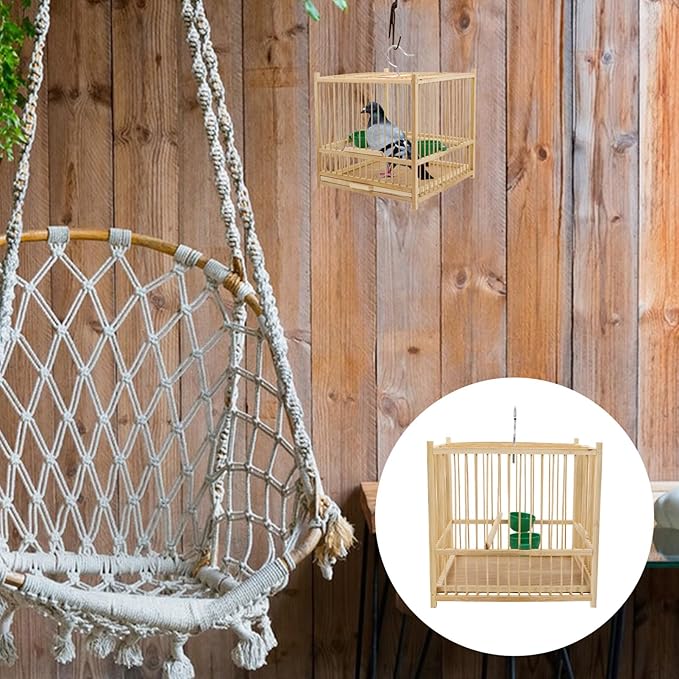 Yardwe Bird Travel Carrier Cage Parrot Cage with Handle Wooden Perch Drink Cup Feeder Dish for Small Parrots Canaries Parrotlets Lovebirds Conures Cockatiels