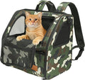 PETUX Cat Backpack Carrier for Small Cat ＆ Dog up to 12 lb - Camouflage Style, Escape-Proof, Widened Interior, 3 Side Breathable Soft Sided Dog Backpack Carrier for Travel, Hiking and Vet - Green