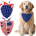 American Flag Dog Bandanas,4th of July Dog Bandana,Large Summer Triangle Patriotic Scarves for Memorial Day and Independence Day,Pet Outfits for Boys and Girls,Red,White & Blue(2PCS,Large)