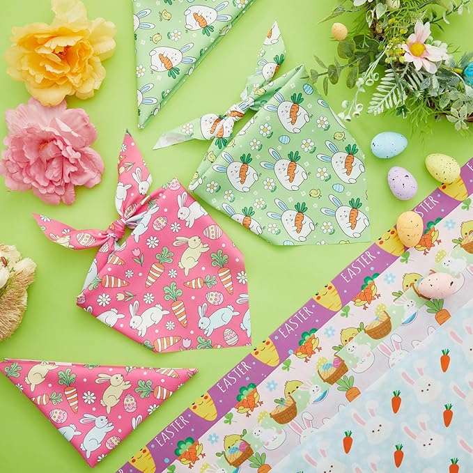 Abbylike 50 Pcs Easter Dog Bandanas Bulk Bunny Egg Carrot Bandanas for Dogs Triangle Kerchief Bibs Scarf Set for Pet Easter Costume Photo Props Accessories Pet Shops, 25 Styles (25.6 x 17.7 x 17.7)