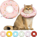 Cat Cone Collar Soft, Waterproof Cat Recovery Collars Spay Cones to Stop Licking Cute Donut E Collar After Surgery Anti-Lick Wound Healing Safety Elizabethan Collar for Kittens (Donut Pink, Medium)