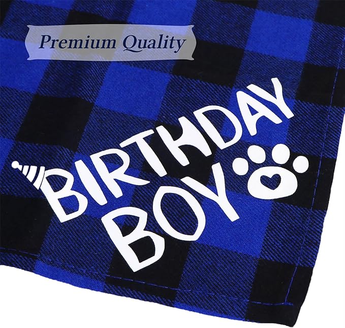 STMK Dog Birthday Party Supplies, Multi Size Dog Birthday Hat with Numbers Bandana Bow Tie for Medium Large Dogs Pets (Blue, Large)