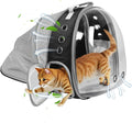 Cat Backpack Carrier Back Expandable Bubble Pet Carrier Backpack for Large Cat, Kitten and Dog, Designed for Hiking, Travelling and Outdoor Use (Back Expandable-Black)