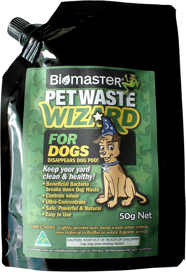Pet Waste Wizard Digester 50g Spout Pack, Beneficial Enzymes to Break Down Pet Waste, (100% Natural Concentrate)