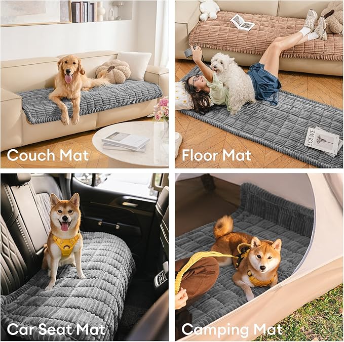 FUNNY FUZZY Pet Couch Covers for Sofa, Washable Dog Couch Cover Protector for Dogs, Flannel Couch Covers for Dogs Pet Friendly Pets Mat Bed (Blue-Grey, 35.4"x70.9")