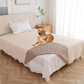 Waterproof Blanket for Bed, Reversible Dog Couch Cover Pet Sofa Furniture Protector Machine Washable King Size(82x102 Inch, Cream+Khaki)