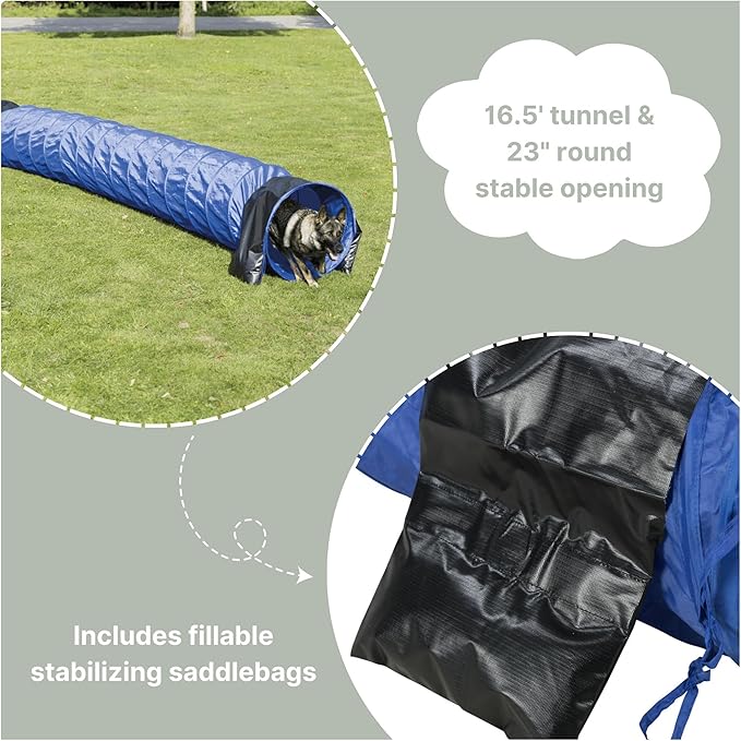 Trixie Dog Agility Tunnel– Dog Tunnel for Large Dogs Agility Training, Portable Dog Tunnel 196.9 in Long & 23.6 in Diameter, Dog Agility Equipment for Beginners & Advanced