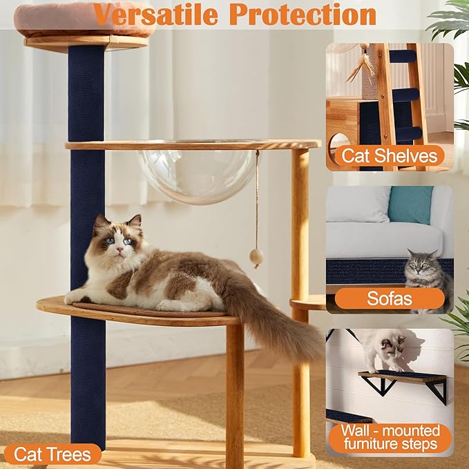 Cat Scratch Furniture Protector - 40" x 13.8" Trimmable Self-Adhesive Cats Claws Scratch Pads, DIY Cat Climbing Couch Protector for Scratch Post Cat Tree Replacement Indoor (Dark Blue)