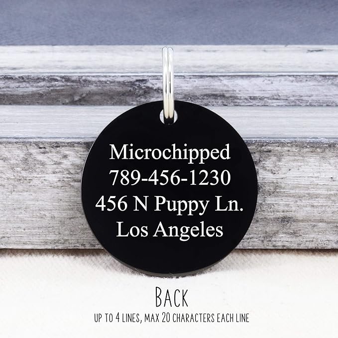 Ultra Joys Stainless Steel Pet ID Tag Dog Name Tags Personalized Front and Back Engraving, Customized Dog Tags and Cat Tags, Optional Engraved on Both Sides, Round Tag w/Mountain on Top Design, Small