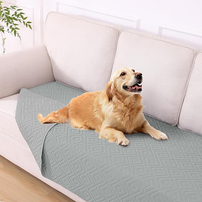 hyha Waterproof Dog Blanket, Soft Pet Bed Blankets, Waterproof Sofa Couch Cover for Dogs Washable, Reversible Pet Couch Covers for Sofa Furniture (40x70 Inch, Grey/Light Grey)