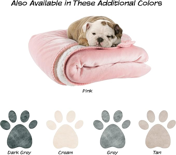 Waterproof Pet Blanket - 50x60-Inch Reversible Sherpa Fleece Throw Protects Couches, Cars, and Beds from Spills, Stains, and Fur by PETMAKER (Pink)