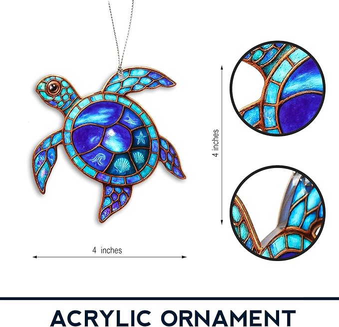 Sea Turtle Gifts for Women, Gifts for Turtle Lovers Ocean Inspired Ornament Featuring Vibrant Coastal Artwork Meaningful Keepsake Mother’s Day Birthday Beach Home Décor Spiritual Journey Accent