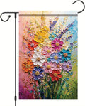12x18 Inch Spring Garden Flag Colorful Flower Oil Painting Style Yard Banner Artistic Textured Floral Design Double Sided Outdoor Decoration for Lawn Patio Home Seasonal Garden Flag