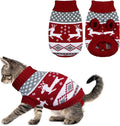Cat Christmas Sweater Pet Winter Warm Coat Pajamas Reindeer Snowflake Knitwear Cat Sweater for Cats Kitty Puppy (Reindeer, XS)