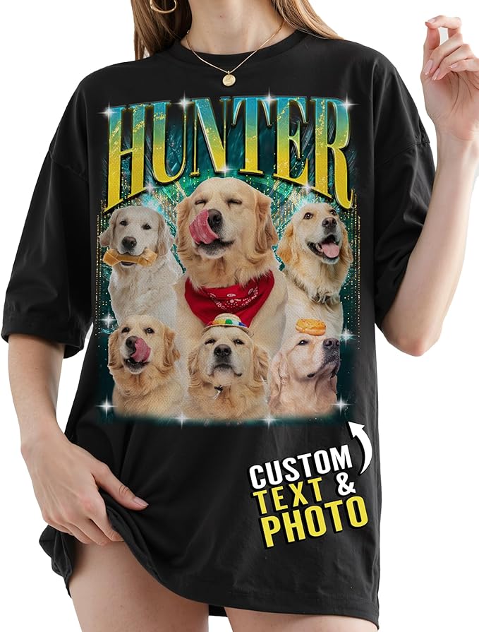 Custom Bootleg Rap Shirt with Photo Text, Vintage Custom Picture Shirt for Girlfriend, Boyfriend, Dad, Mom, Pet Lover Friend