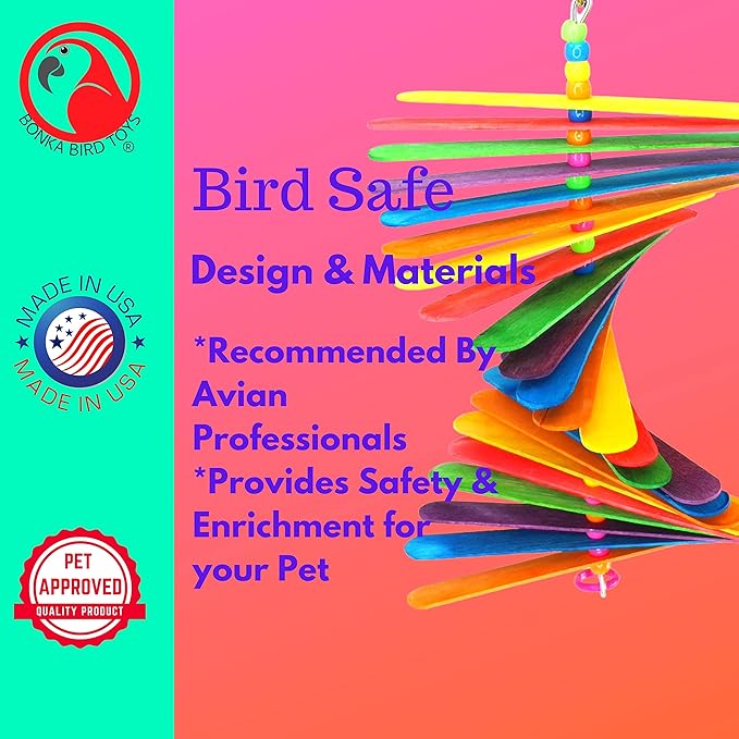 Bonka Bird Toys 867 Big Stick 9.50" x 6", Medium Parrot Chew Cage Toy, Conure, Quaker, Pionus, and Similar