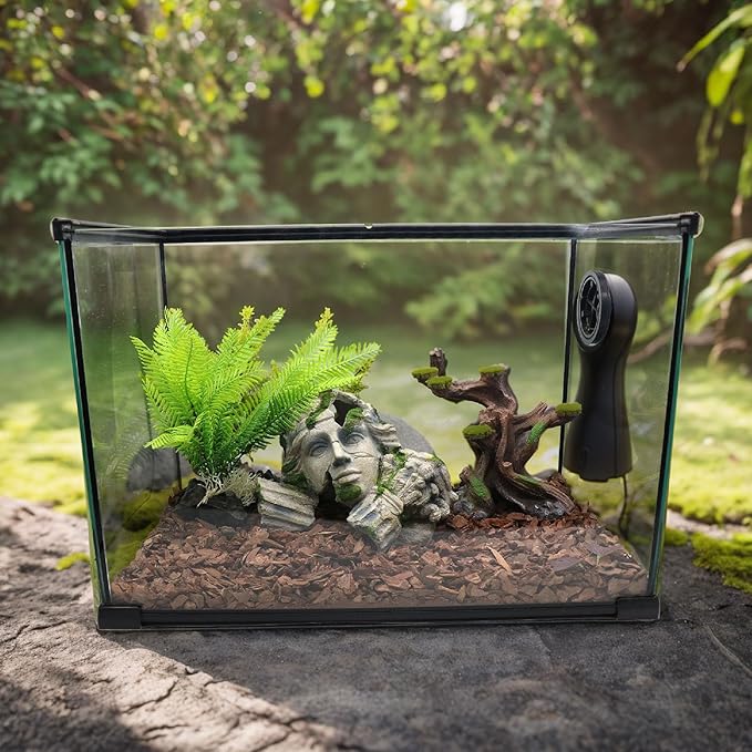 Reptile Cave Hideout Tank Accessories Decorations, Aquarium Hideaway Cave Fish Tank Decorations for Amphibians, Betta Fish, Shrimp, Lizards, Leopard Gecko