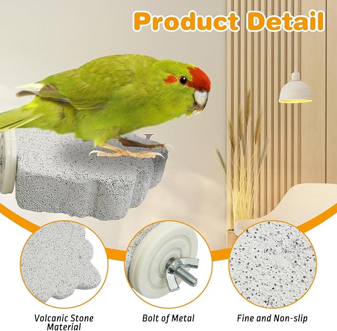 PINVNBY 6 PCS Bird Perch Parrot Beak Grinding Stone Calcium Mineral Parrot Perch Foot Claws Trimmer Chewing Toy Bird Cage Accessories for Small Medium Budgie Cockatiel Conure Lovebird (Grape)