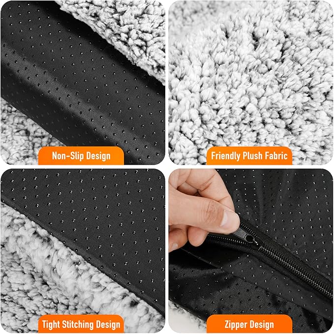 Self Warming Cat Bed, Heated Cat Bed, 2.0 Upgraded Thermal Foil Heating Pad, Plush Self-Heating Pet Mat for Crate, Floor, with Removable Washable Cover, Non-Slip, 15"x19"