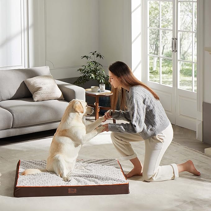 WESTERN HOME WH Large Dog Bed for Large, Jumbo, Medium Dogs, Orthopedic Pet Bed Waterproof Mattress with Removable Washable Cover, Thick Egg Crate Foam Dog Bed with Non-Slip Bottom