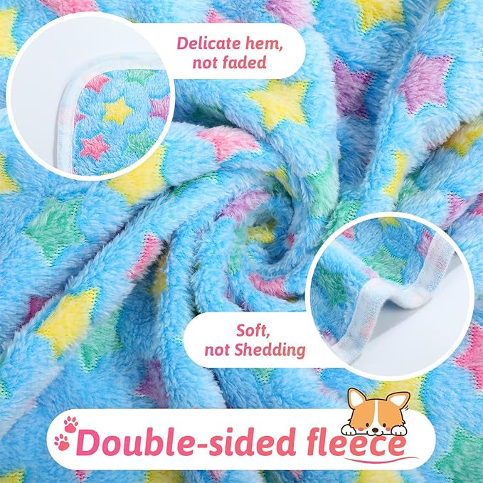 Tatuo 12 Pieces Puppy Blanket Warm Dog Cat Sleep Mat Pet Kitten Doggy Fleece Blankets with Cute Dog Paw Bone Star Elephant Patterns Printed Fluffy Blanket for Small Cat Puppy (30 x 20 Inch)