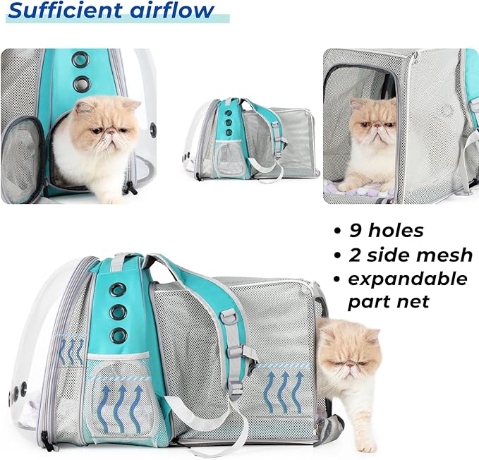 Lollimeow Cat Carrier Backpack, Expandable Bubble Pet Carrier for Cats and Small Dogs, Airline Approved Travel Backpack for Hiking, Walking & Outdoor Adventures - Supports up to 14 lbs