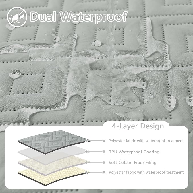 hyha Waterproof Dog Blanket, Soft Dog Bed Cover Pet Blankets, Waterproof Sofa Couch Cover for Dogs Washable, Reversible Pet Couch Covers for Sofa Furniture (40x70 Inch, Grey/Beige)