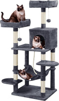 Yaheetech 59in Cat Tree Large Cat Tower with Scratching Posts, Pet Play House Climber Activity Center with Condo and Anti-Dump Device for Kittens/Cats, Dark Gray