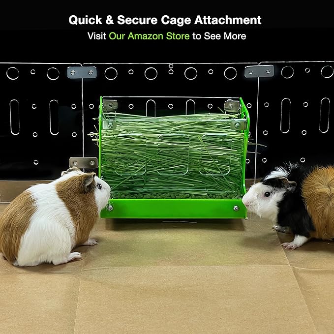 GuineaLoft™ Custom 2-in-1 Hay & Food Feeder - Multiple Colors Options for Guinea Pigs, Rabbits, and Chinchillas – No- Waste Hay Rack with Dual-Compartment Bowl, Easy Cage Mount, Space-Saving Design