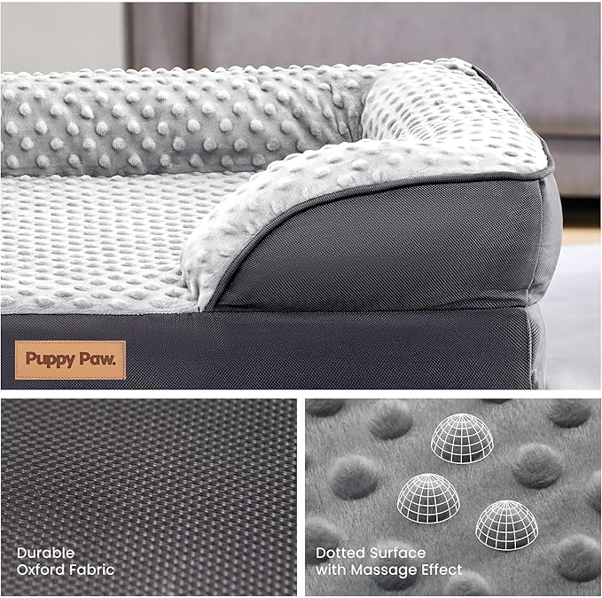 Dog Bed for Small and Medium Dogs & Cats, Waterproof Lining for Indoor Outdoor in-Car Use Removable Washable Cover with Zipper Up to 50lb, 28"x23"x7"